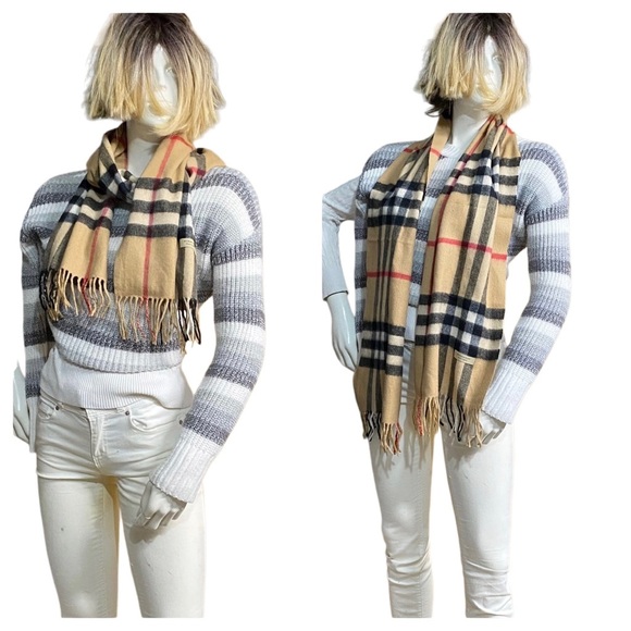 🌺BURBERRY Nova Check Cashmere wool Scarf 🧣BB2 - Picture 2 of 10